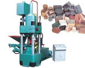How does the vertical metal chip press work?